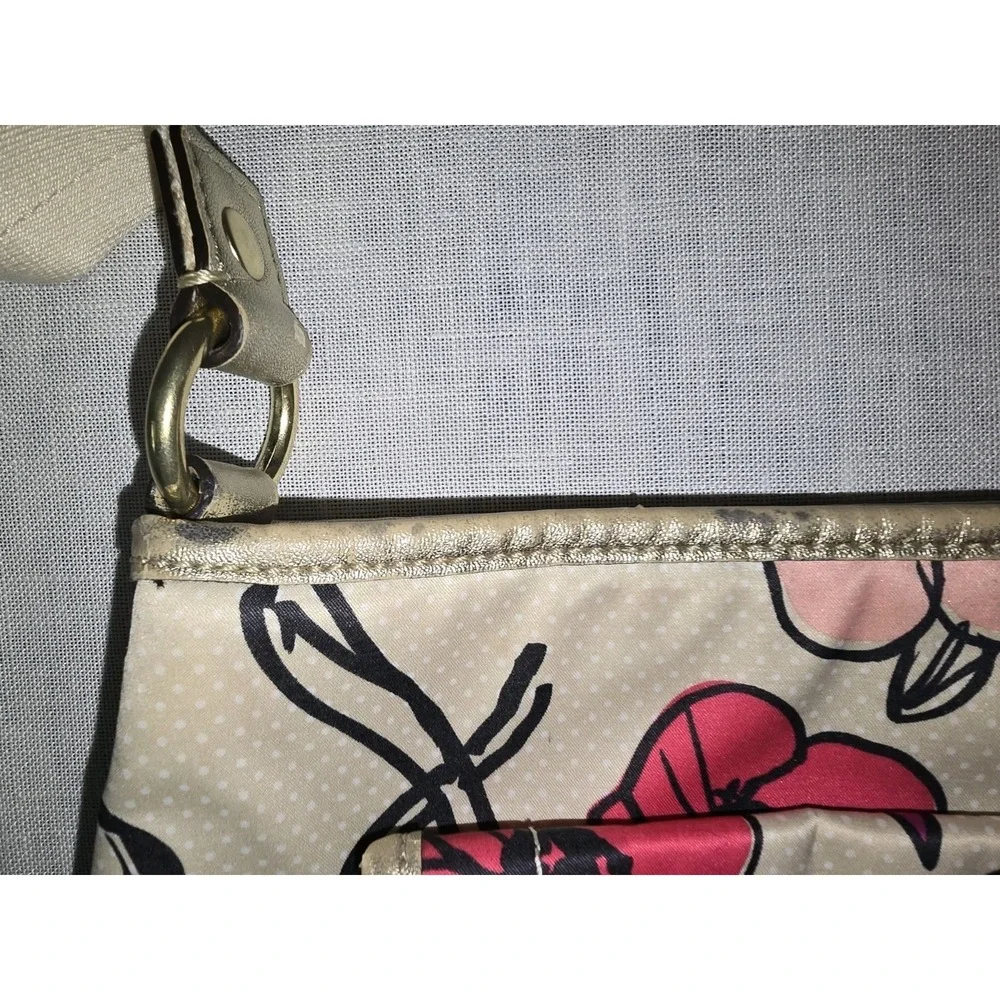 Coach F19229 Poppy Floral Print Cream & Fuchsia Sateen Crossbody